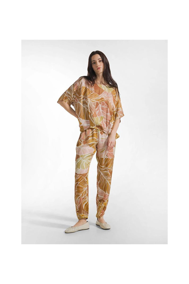 Deha BLUSA ALLOVER  BROWN LEAVES