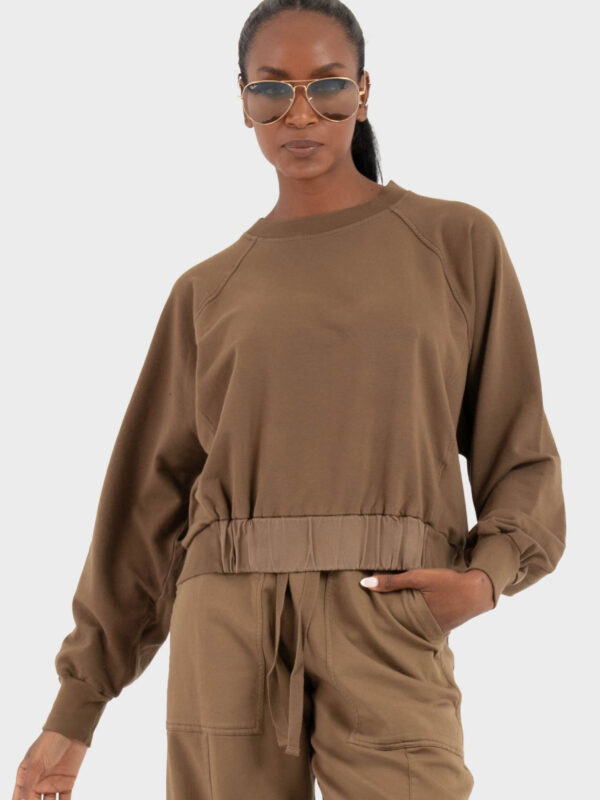 Deha-CLASSIC CREW NECK SWEATSHIRT BROWN