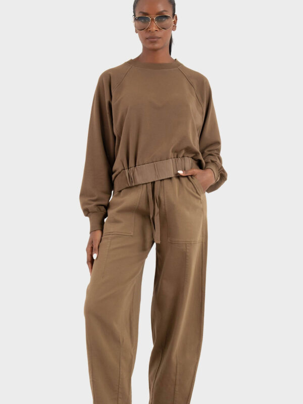 Deha-CLASSIC CREW NECK SWEATSHIRT BROWN