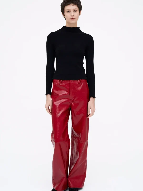 Wild Pony Red synthetic leather straight pants