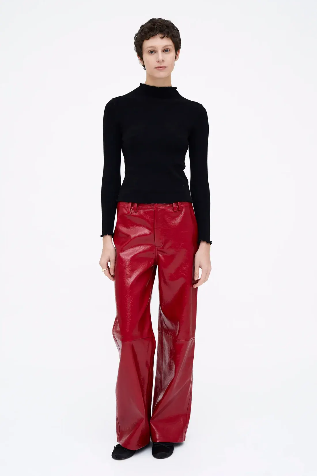 Wild Pony Red synthetic leather straight pants