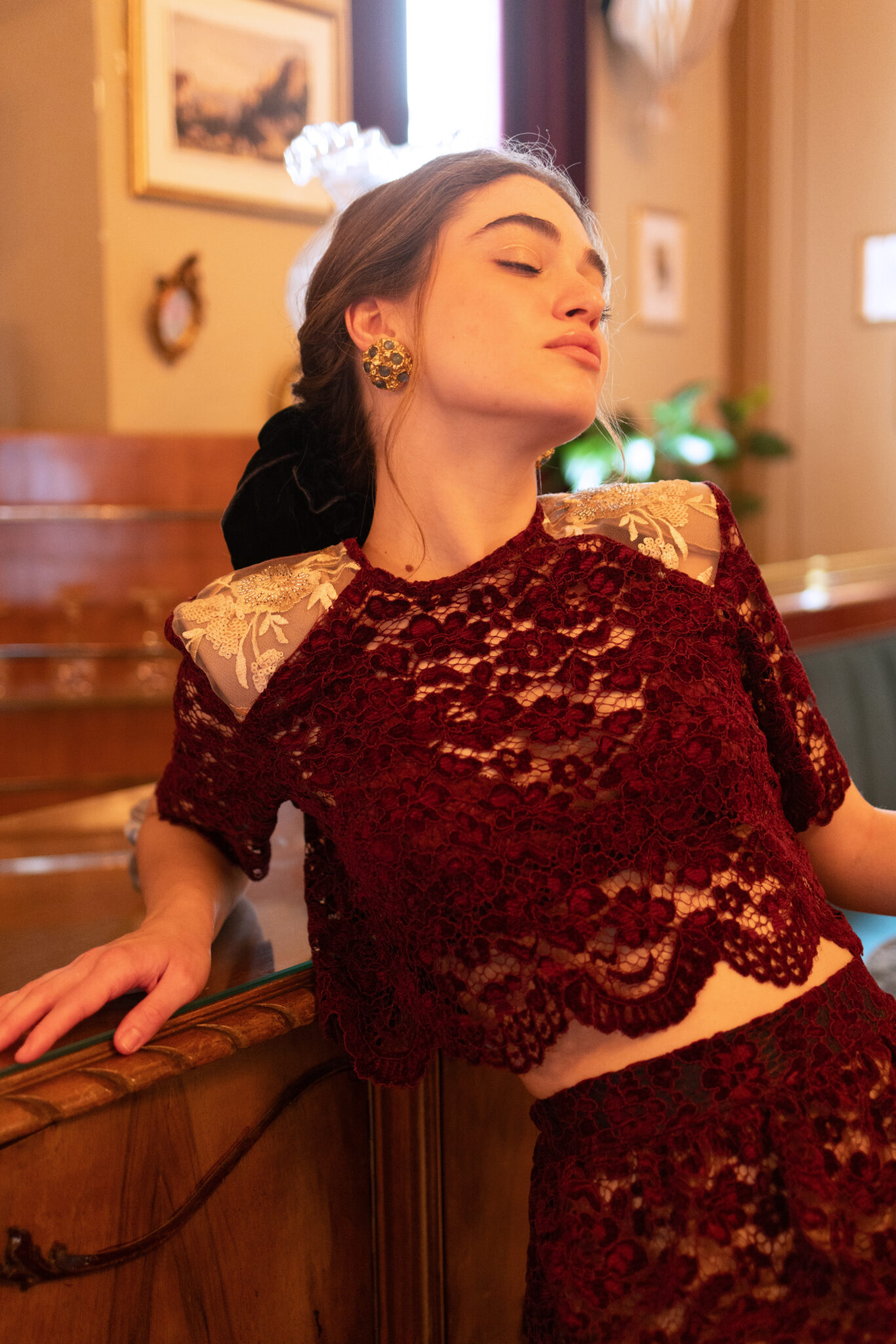 Madam Shoushou cecilia τοπ σε μπορντώ χρώμα