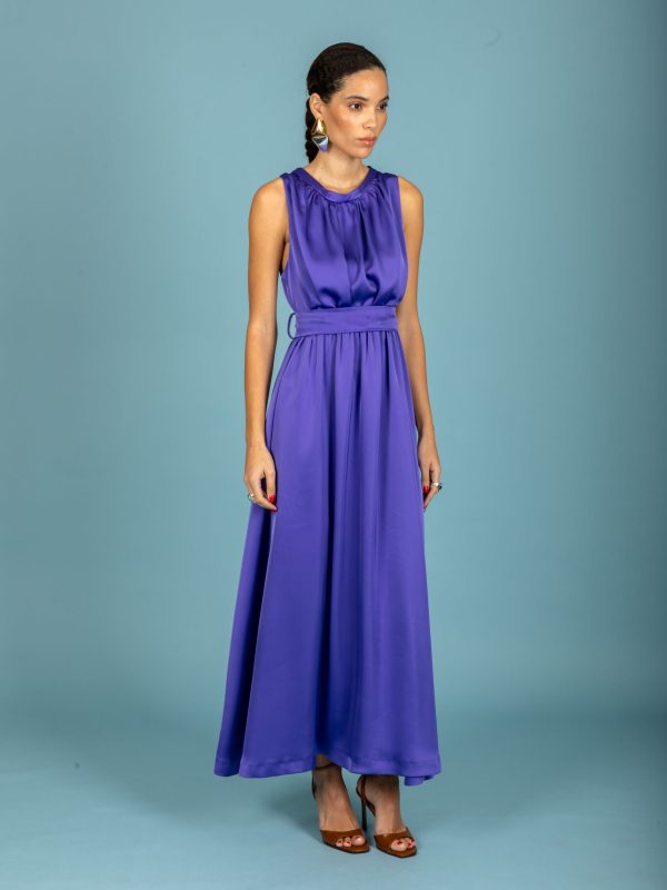 Chaton Manuel satin dress -Purple