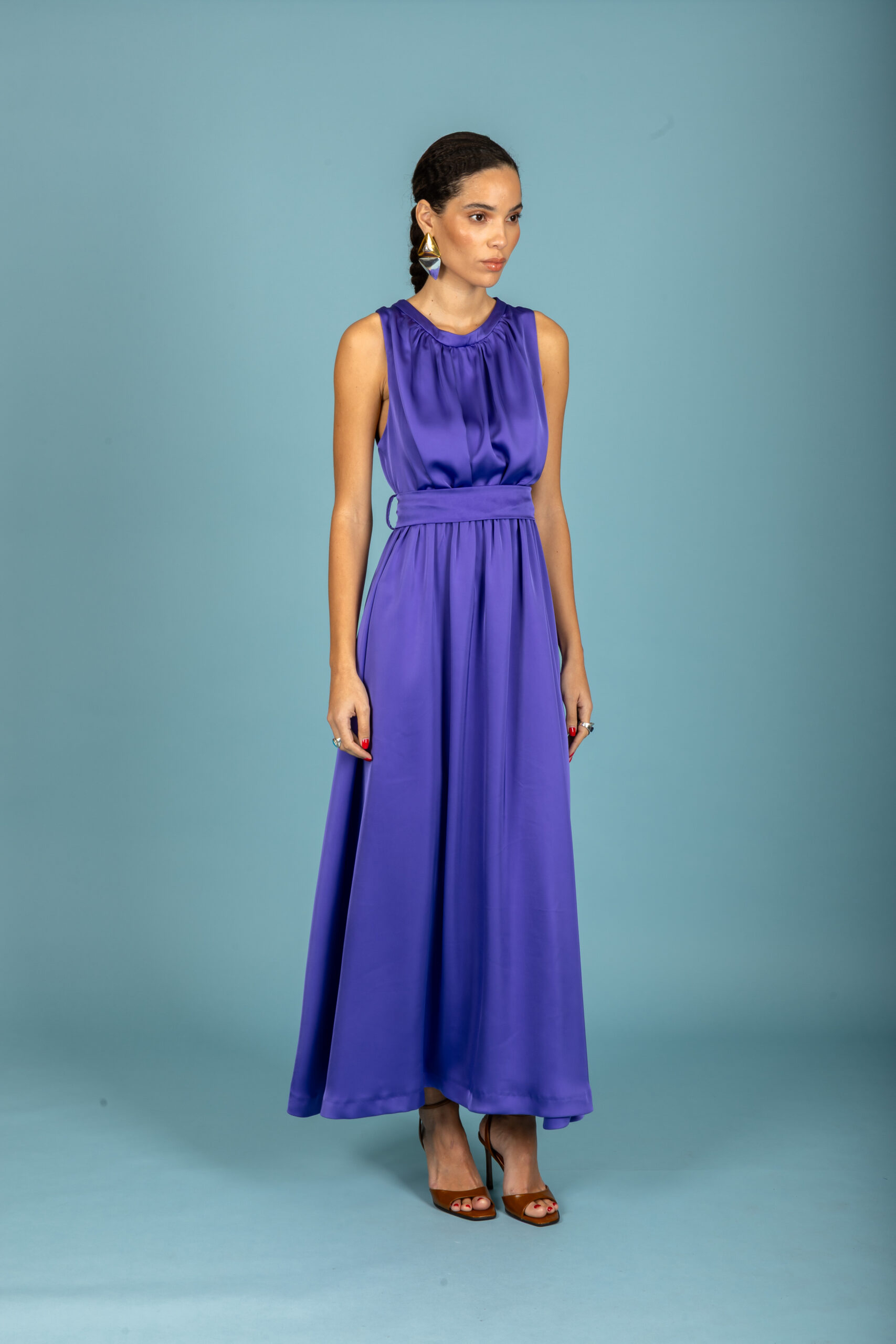 Chaton Manuel satin dress -Purple