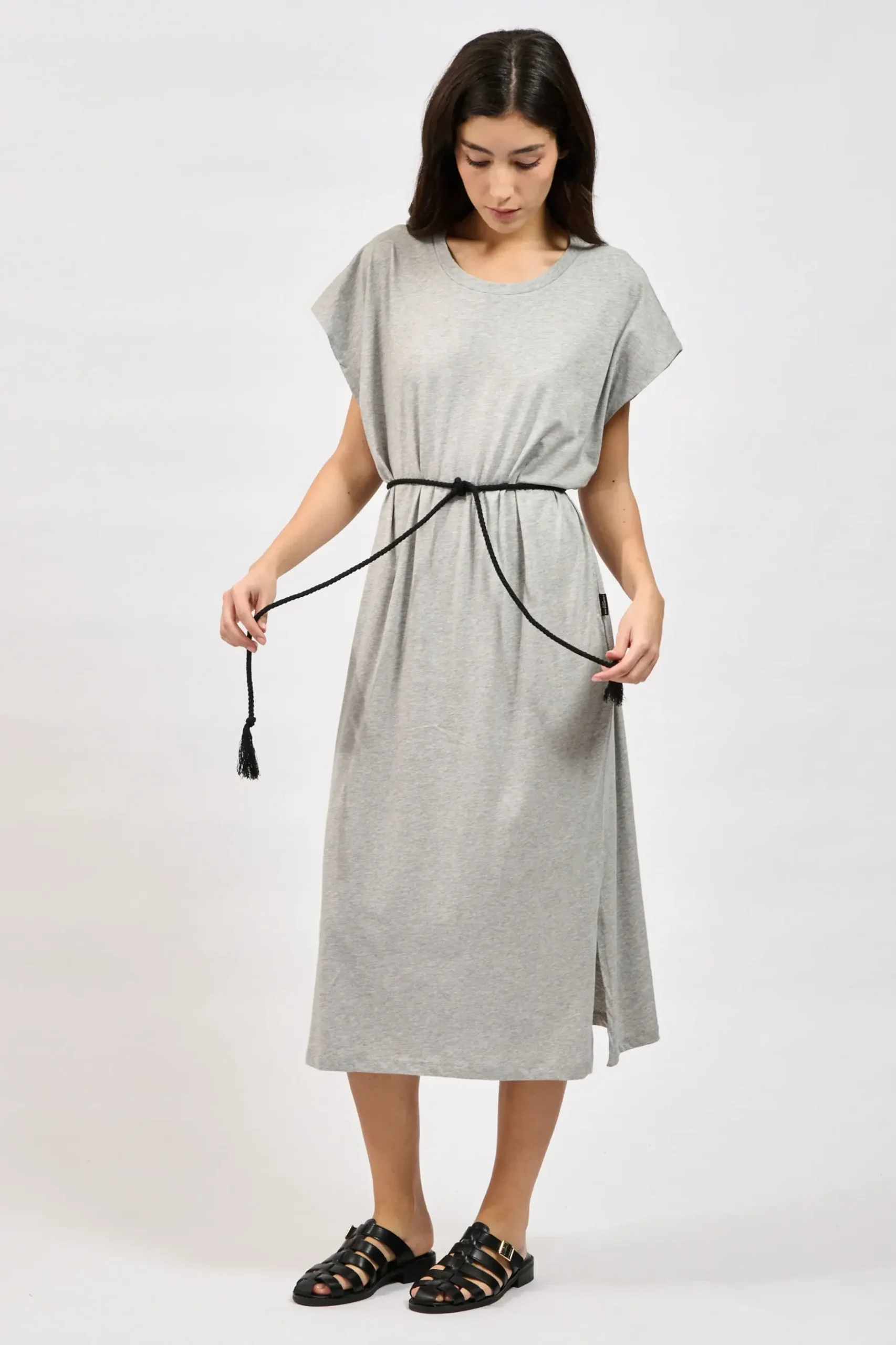 Collectiva Noir ORGANIC BELT DRESS - Grey