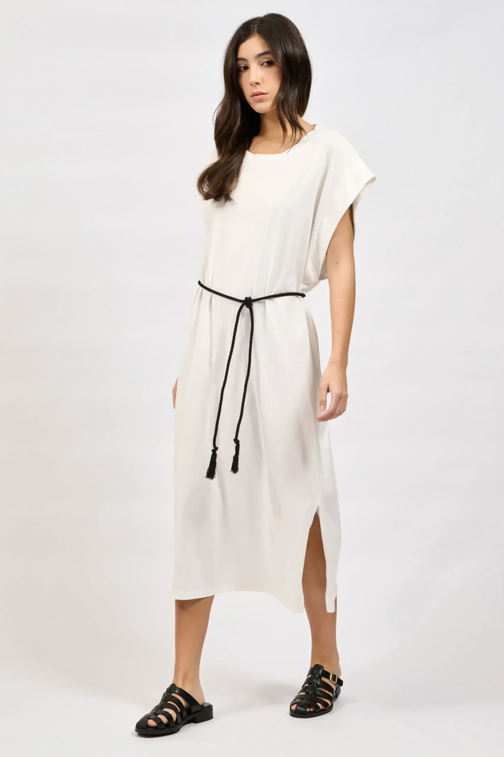 Collectiva Noir ORGANIC BELT DRESS - White