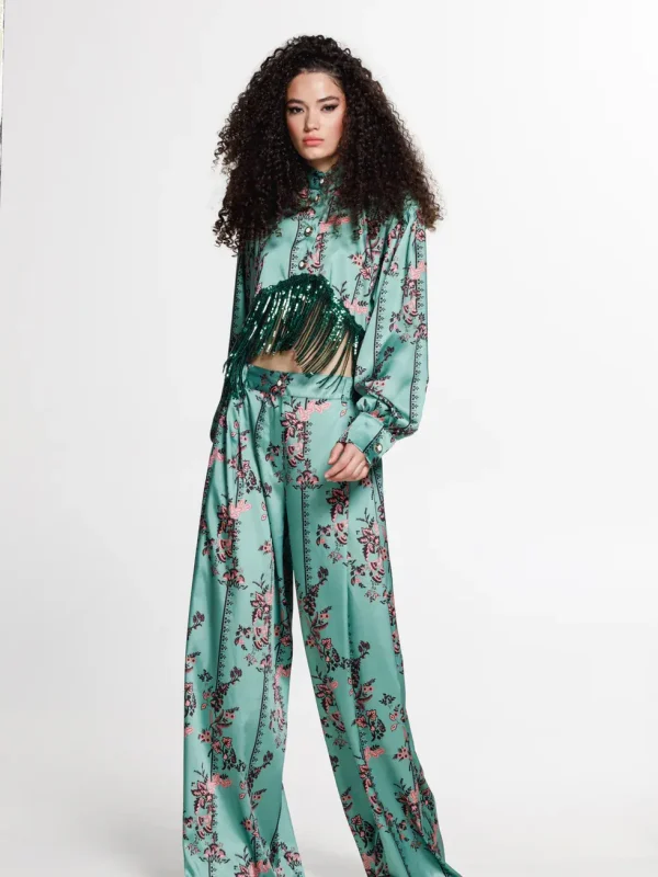 The Jerkins Tenaya Pants Printed - Emerald Green