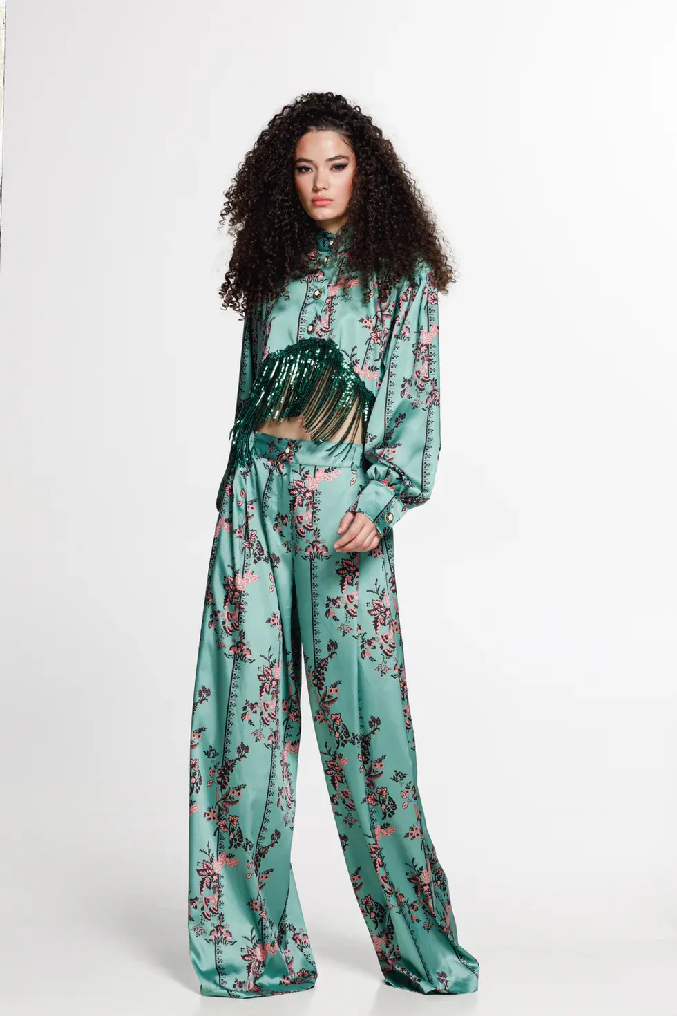 The Jerkins Tenaya Pants Printed - Emerald Green