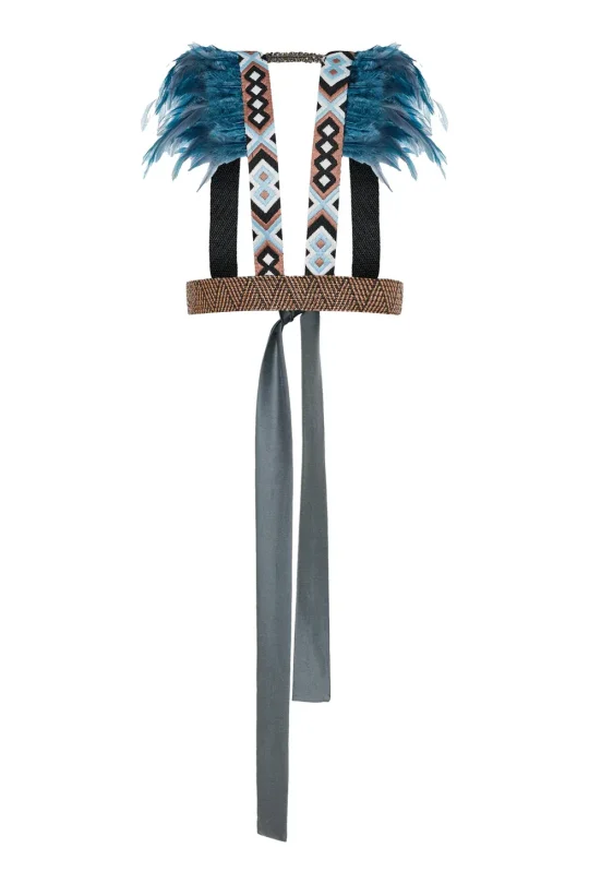 The Jerkins Annawon Feathered Vest Blue The Jerkins Annawon Feathered Vest Blue
