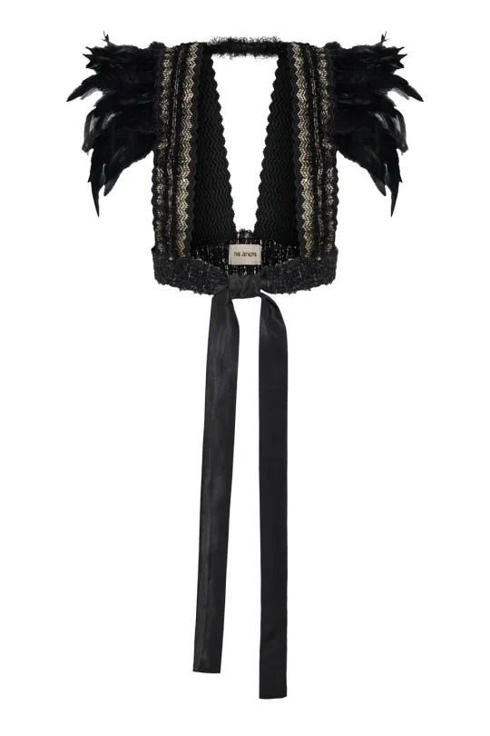 The Jerkins Kishil Feathered Vest Black The Jerkins Kishil Feathered Vest Black