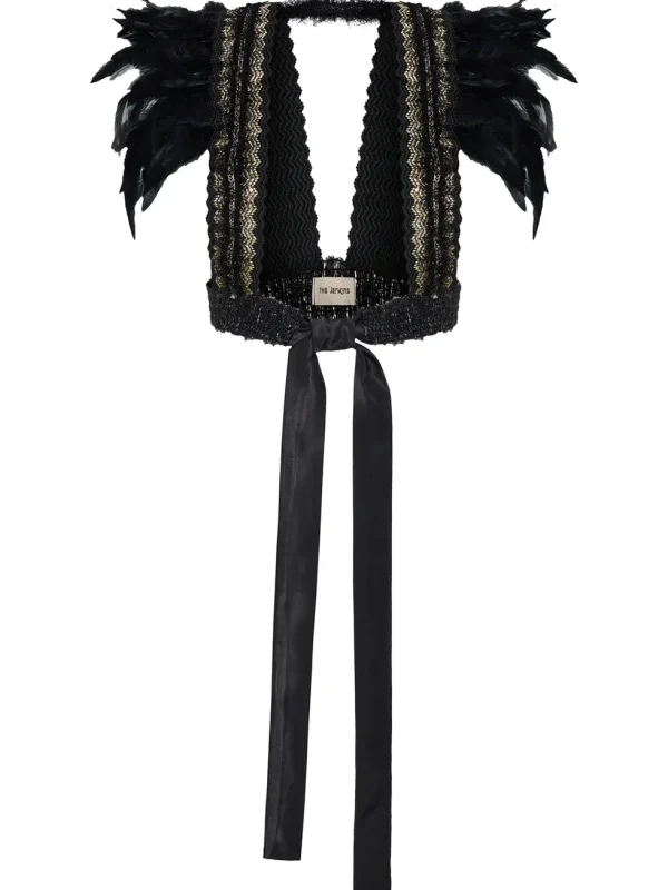 The Jerkins Kishil Feathered Vest Black