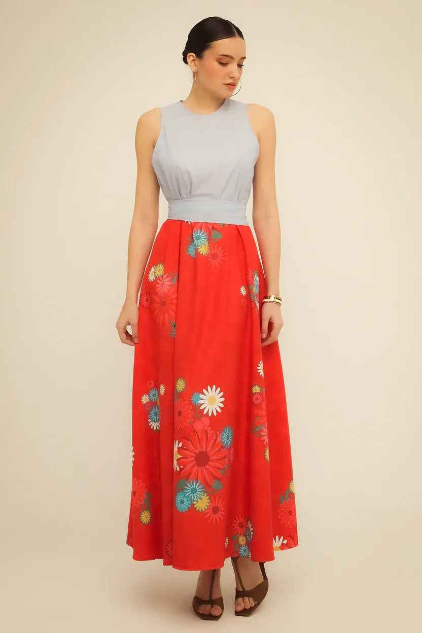 Bee Me DAISY DRESS (red / light blue)