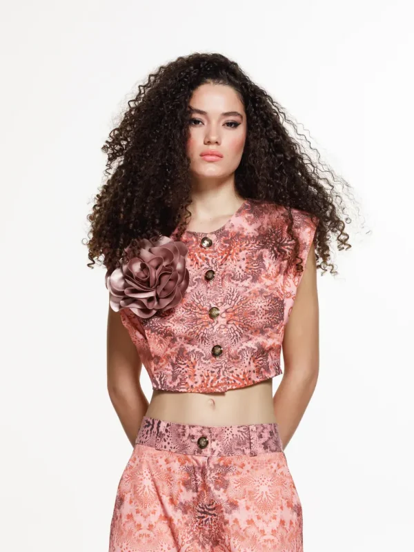 The Jerkins Raisa Vest Printed Coral