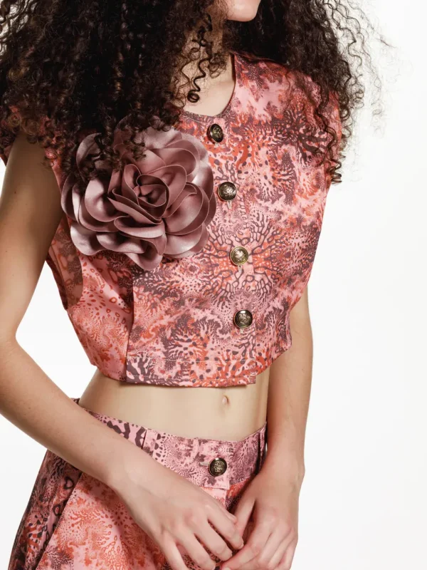 The Jerkins Raisa Vest Printed Coral