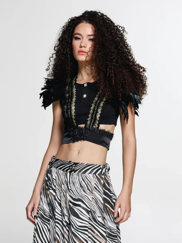 The Jerkins Kishil Feathered Vest Black