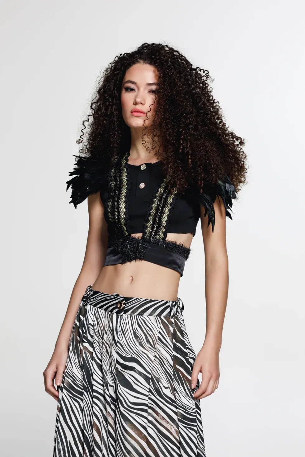 The Jerkins Kishil Feathered Vest Black