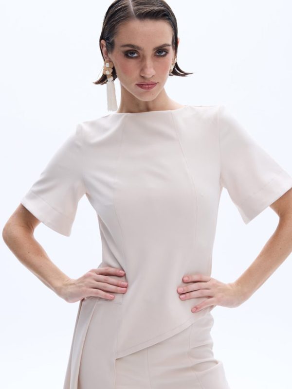 Be A Bee Nadia Asymmetric Top Ecru
