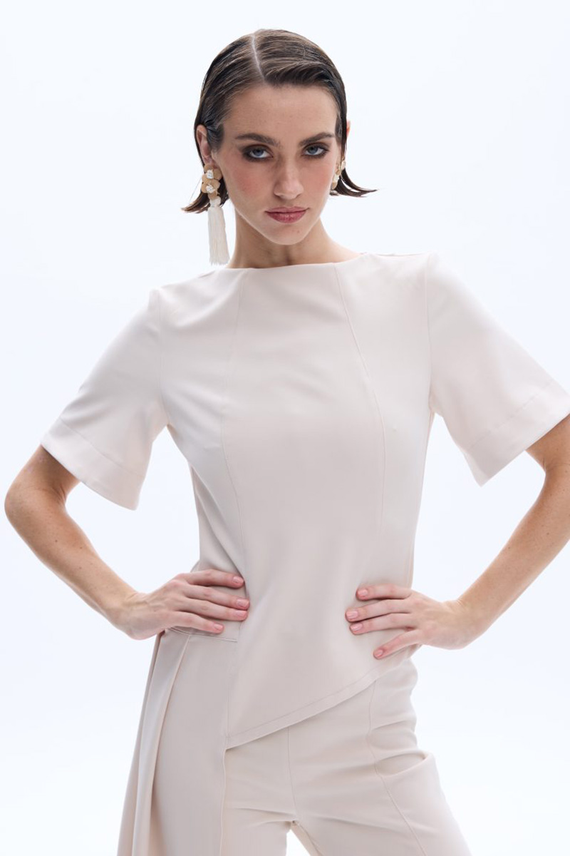 Be A Bee Nadia Asymmetric Top Ecru