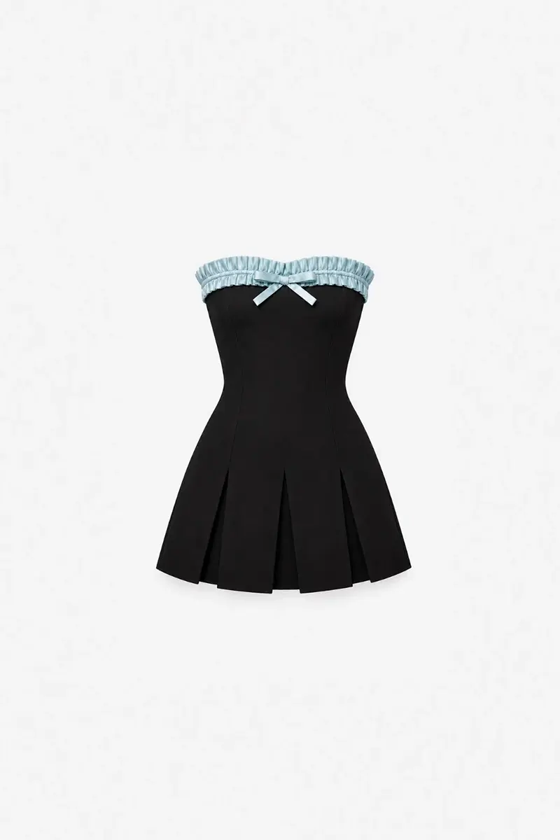 Stefania Vaidani Cappa Noir Mini Dress Aqua
