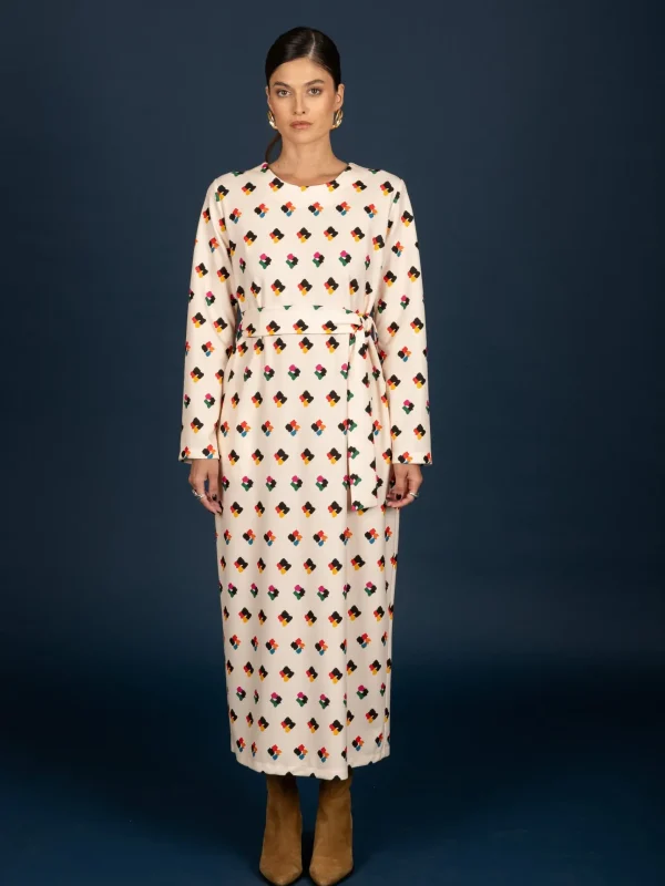 Chaton Adele slim dress (Ecru)